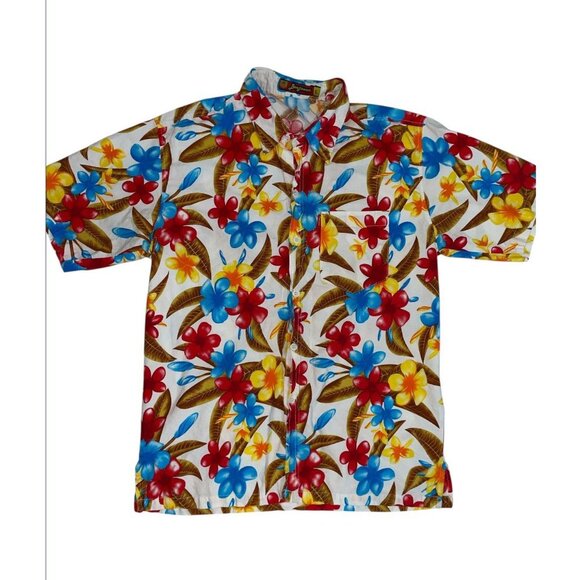 Benjawan Other - Benjawan BJ Hawaiian Shirt Mens Large Red Yellow Beach